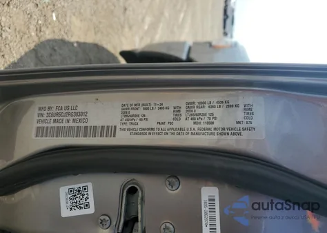 2024 Ram 2500 Big Horn z USA, uszkodzony, nr VIN 3C6UR5DJ2RG383012